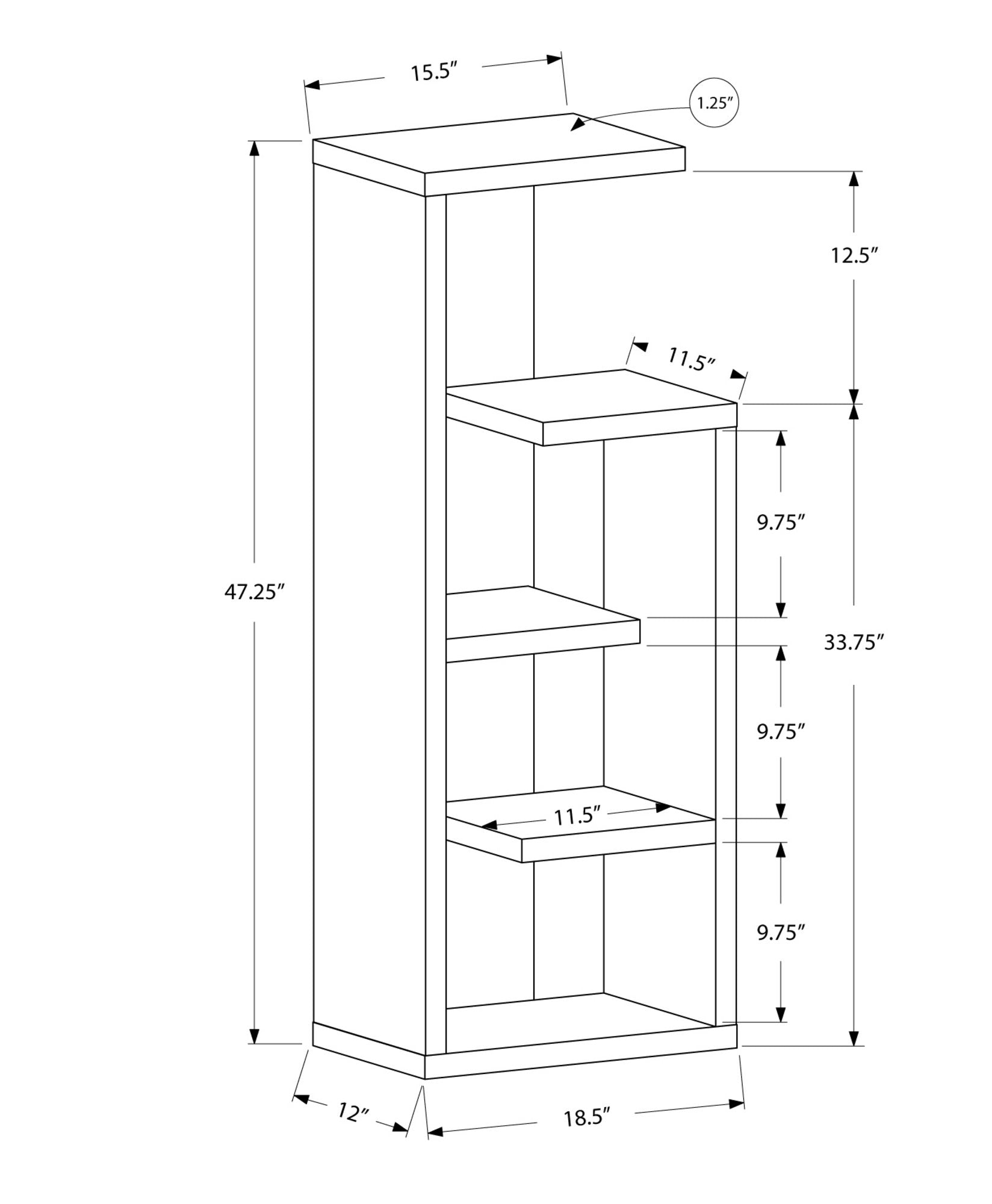 Hollow Core Solid Bookcase